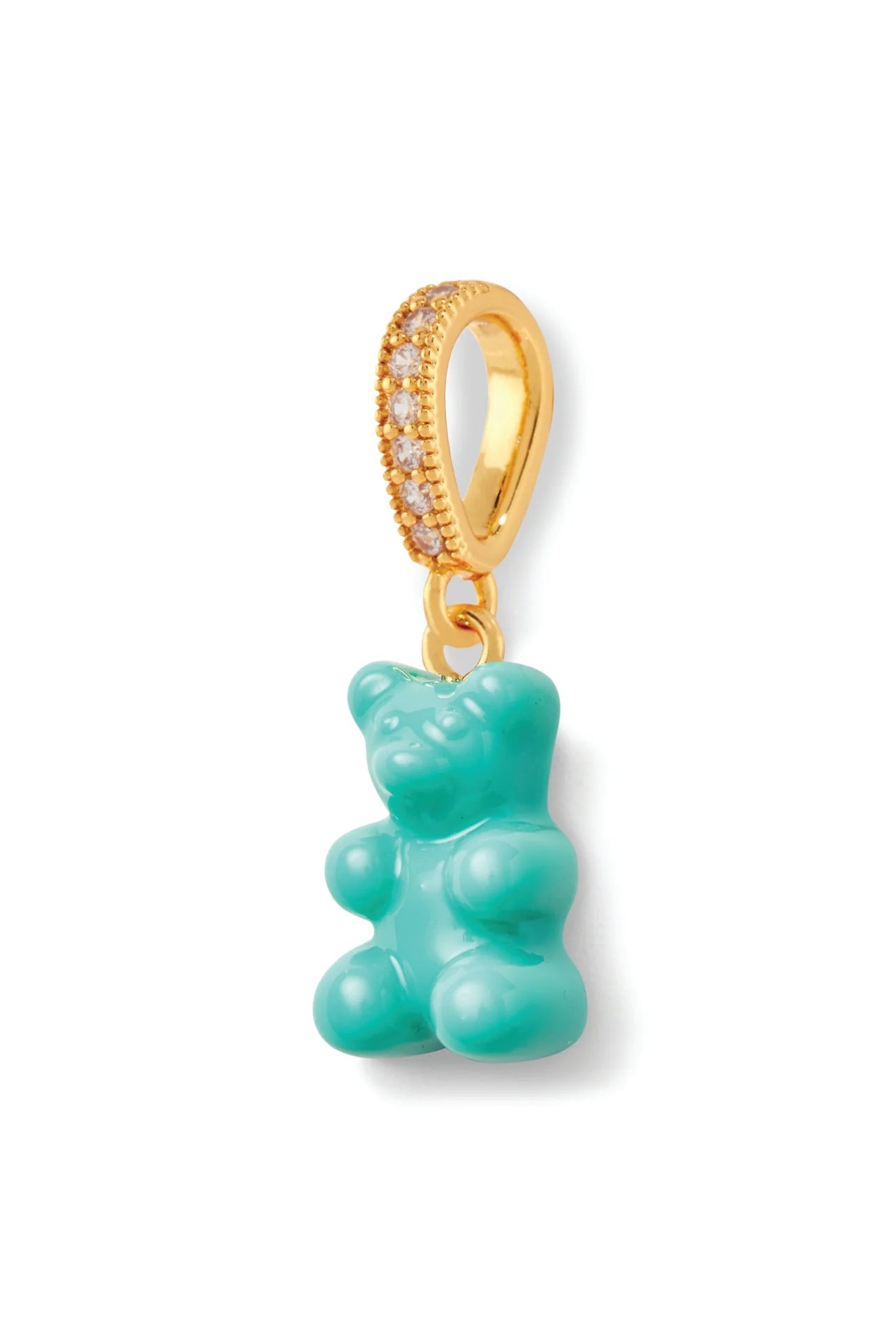 Crystal Haze Nostalgia Bear Pave Pendant-Mykonos Blue
