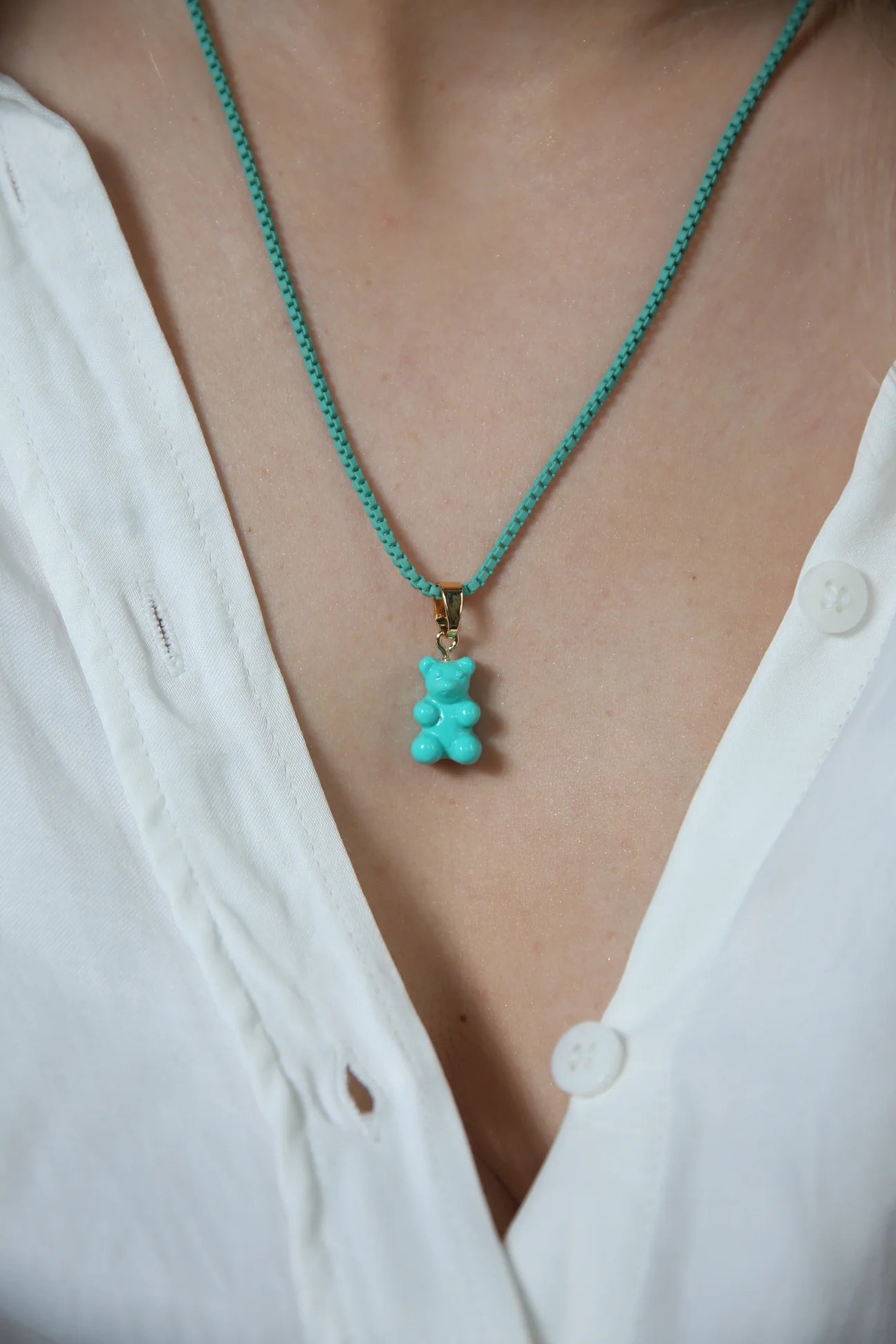 Crystal Haze Nostalgia Bear Classic Pendant-Mykonos Blue