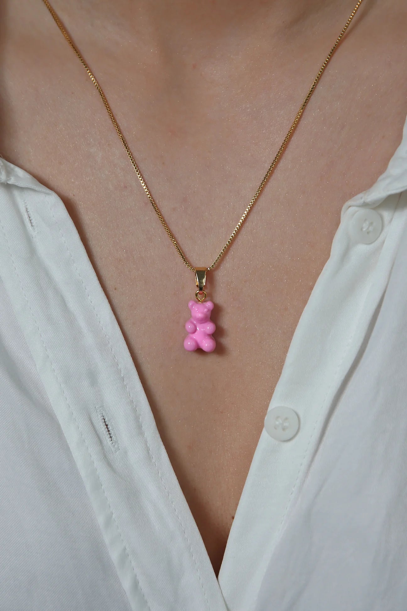 Crystal Haze Nostalgia Bear Classic Pendant-Candy Pink