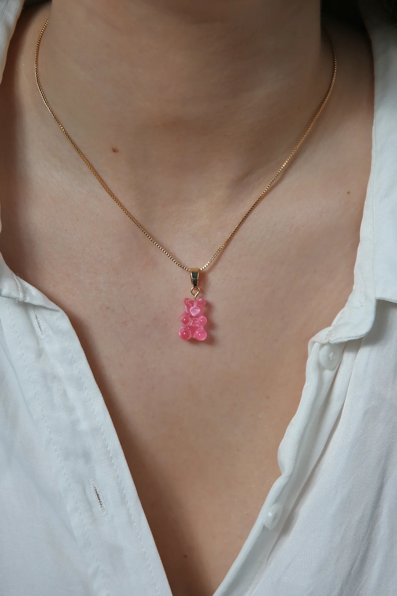 Crystal Haze Nostalgia Bear Classic Pendant-Bubblegum Pink