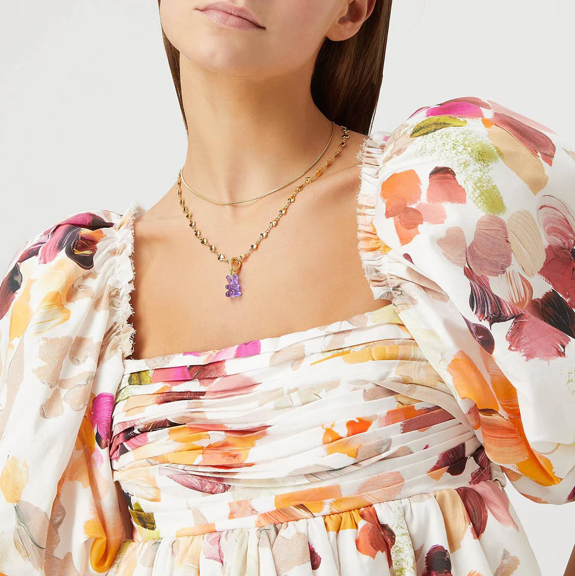 Crystal Haze Nostalgia Bear Pendant-Plum