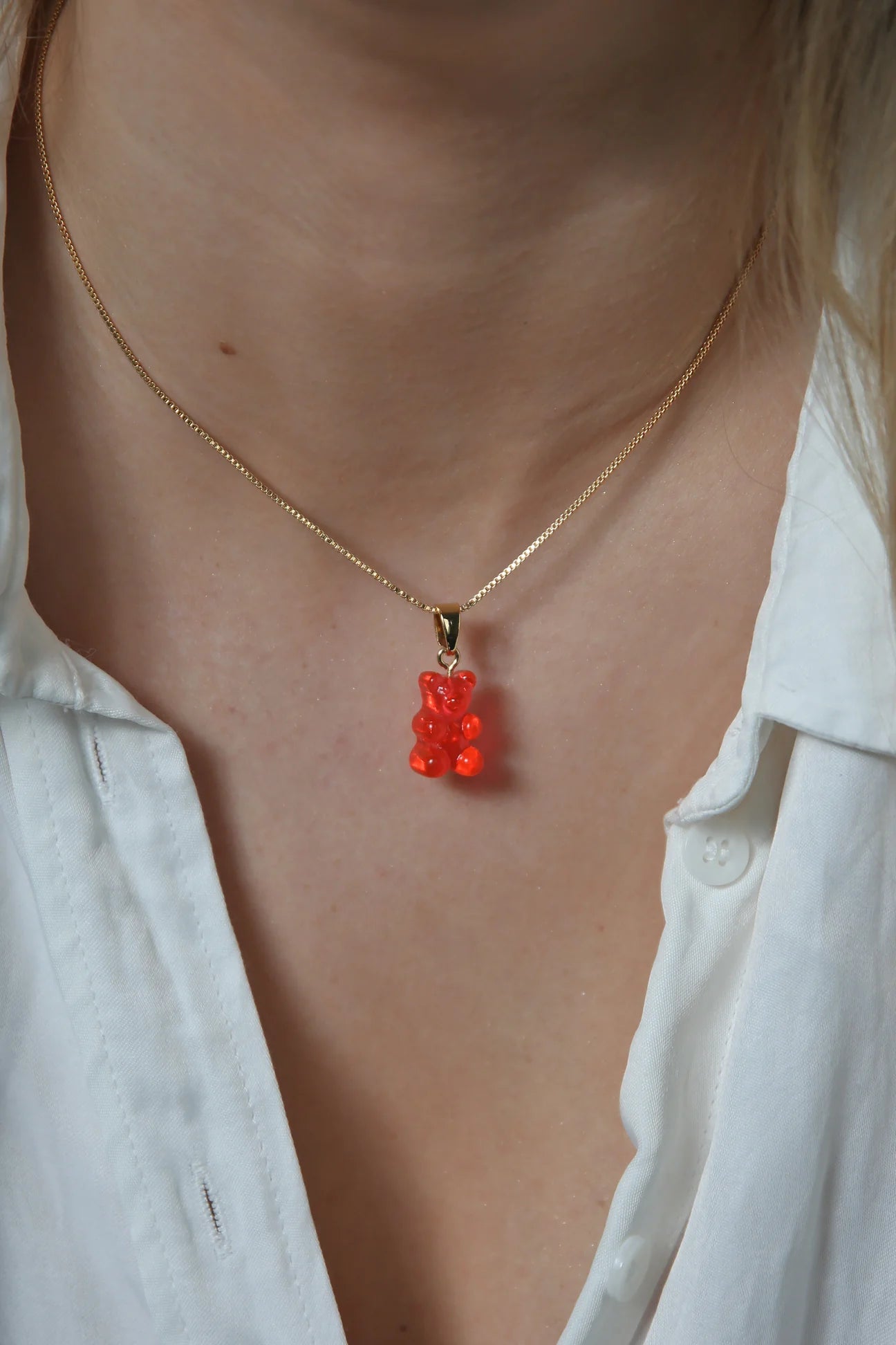 Crystal Haze Nostalgia Bear Classic Pendant-Jelly Red