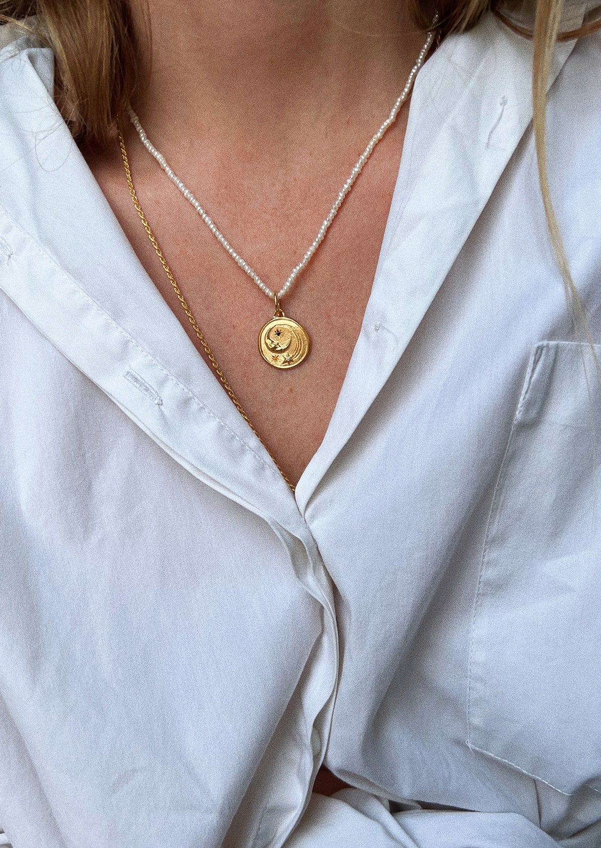 Hermina Athens Luna Small Vintage Pearl Necklace