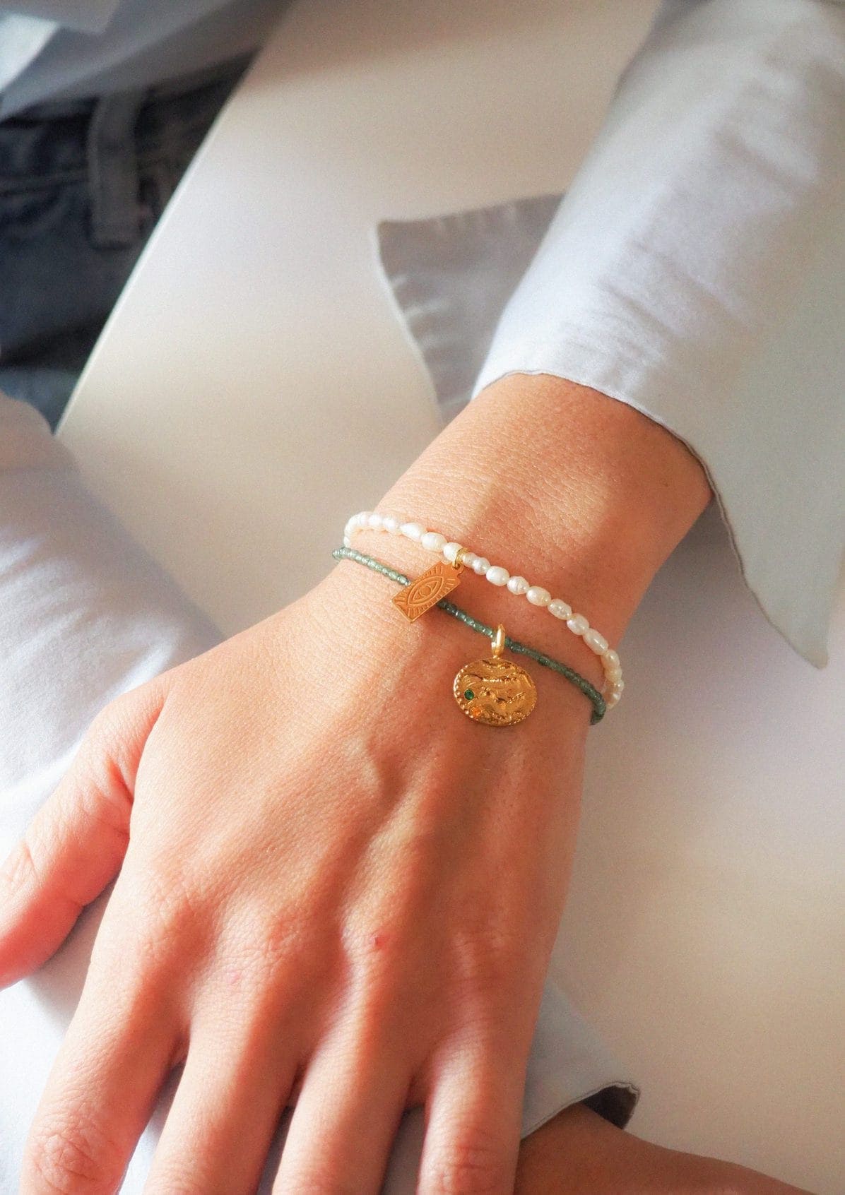 Hermina Athens Sealstone Animal Emerald Bracelet