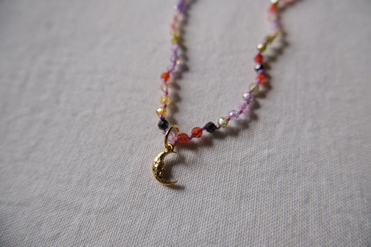 Hermina Athens Wizard of Rainbow Knotted Moon Necklace