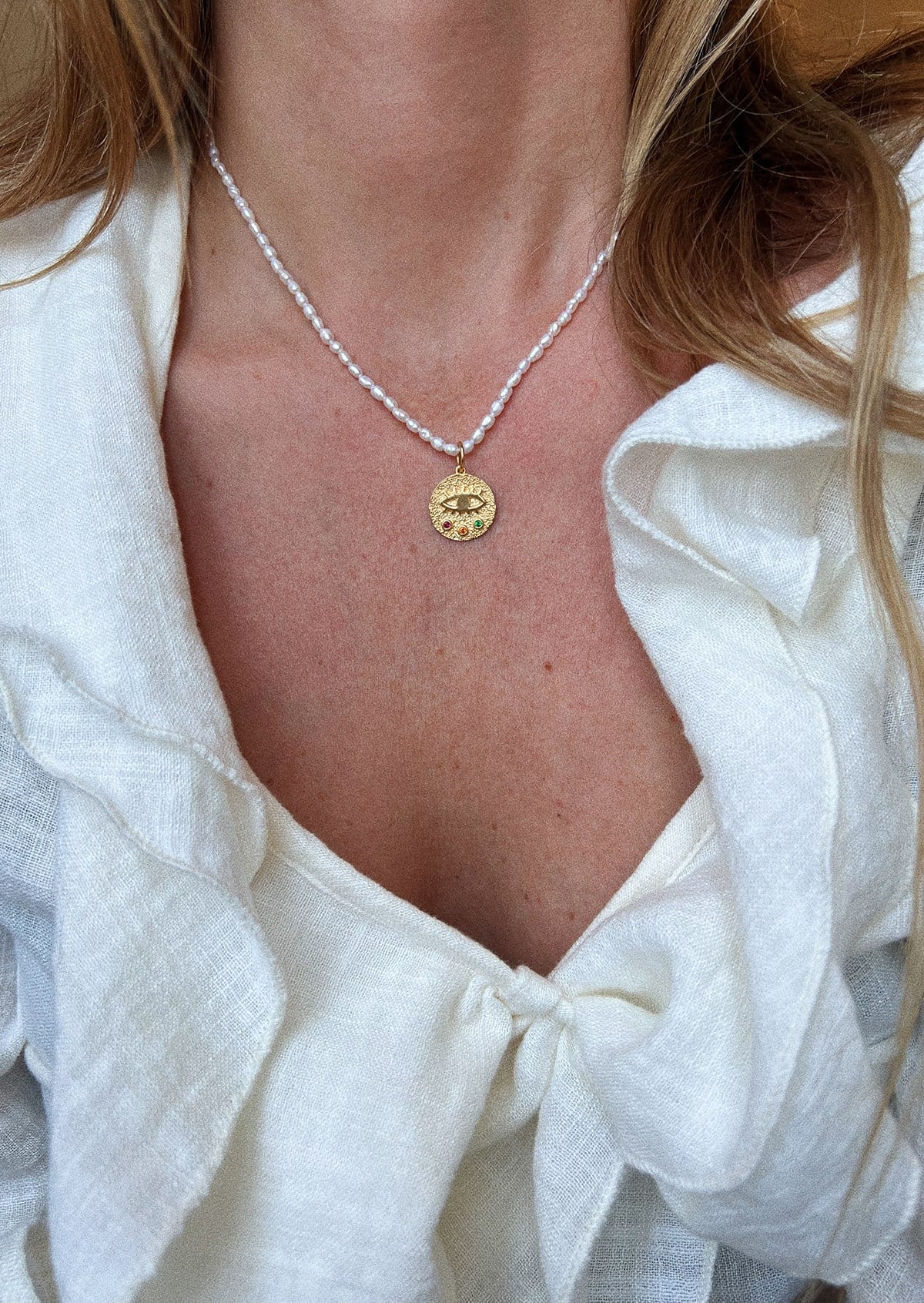 Hermina Athens Mini Oval Pearl Necklace