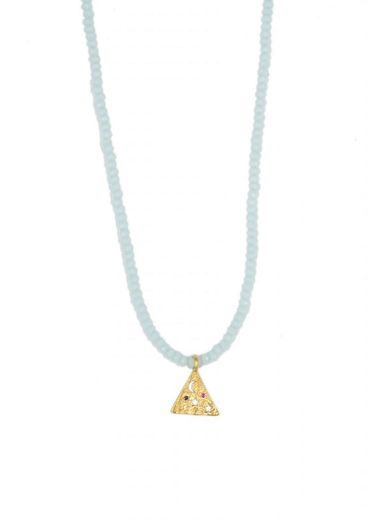 Hermina Athens Melies Pyramis Aqua Crystal Necklace
